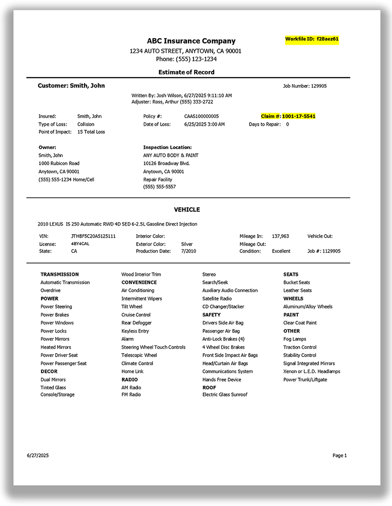 Repair estimate based on a third-party estimate (2 of 4)