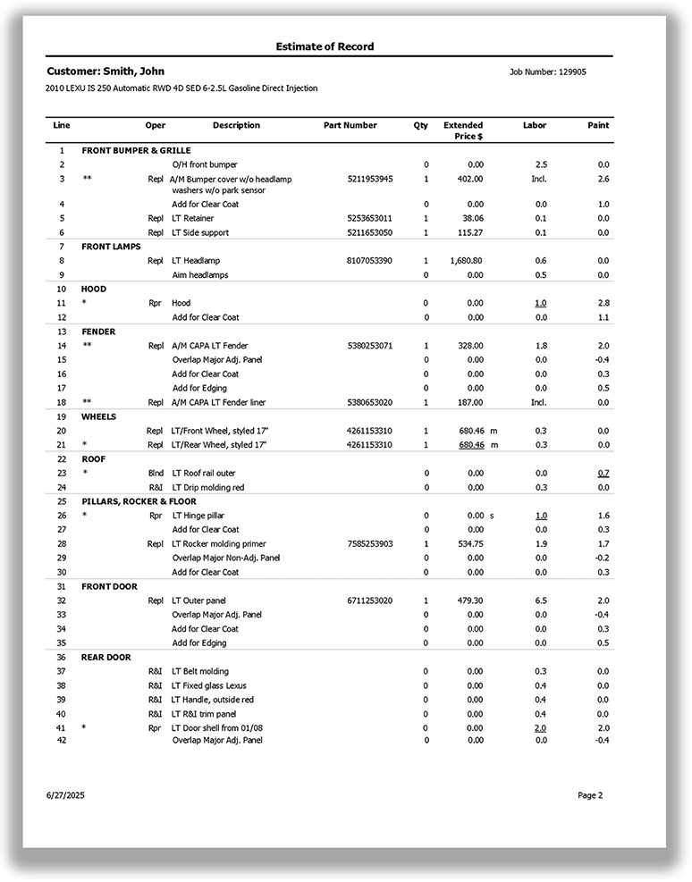 Repair estimate based on a third-party estimate (3 of 4)