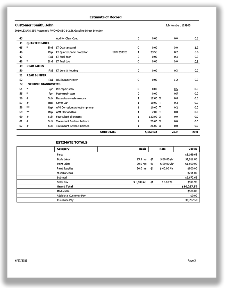 Repair estimate based on a third-party estimate (4 of 4)