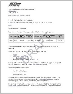 Sample Electronic Renewal Notice Page One